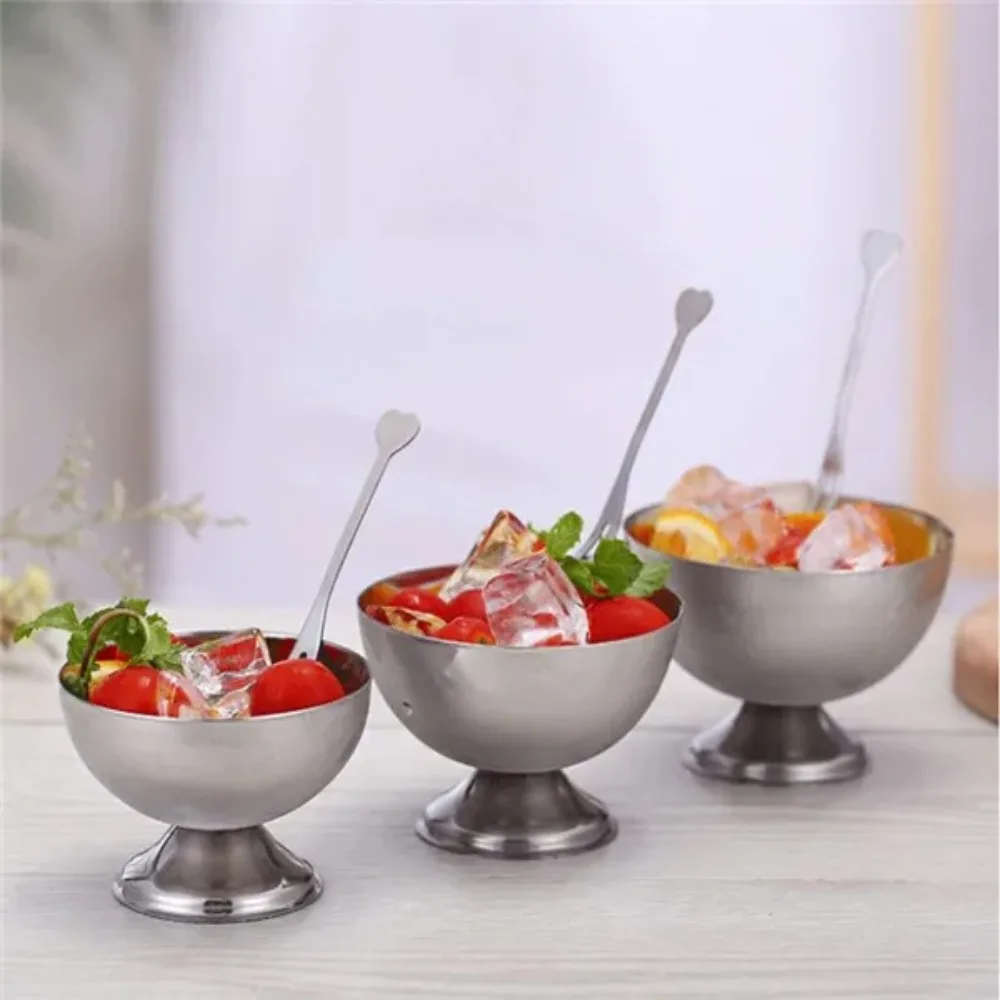 Stainless Steel Cup Anti-fall Multi-purpose Smooth Surface Anti-rust Ice Cream Cup Goblet Bar Supplies Salad Bowl Cocktail