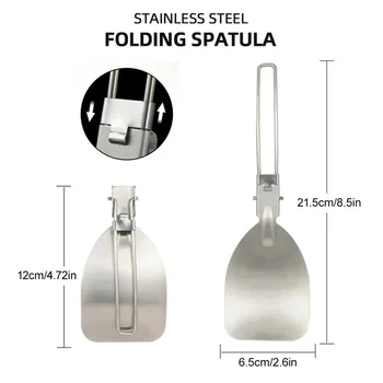 Folding Spatula Food Fold Spoon Frying Shovel Stainless Steel Outdoor Camping Gear Kitchen Cooking Accessories Picnic Equipment 6