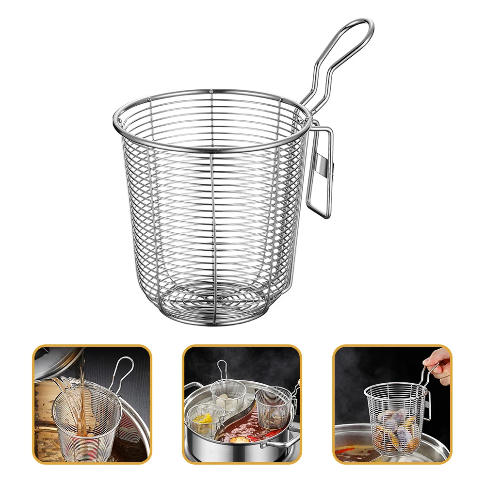 

Strainer Basket Mesh Pasta Noodle Food Spoon Colander Pot Stainless Steel Skimmer Hot Spider Spaghetti Fine Cooking Handle Metal