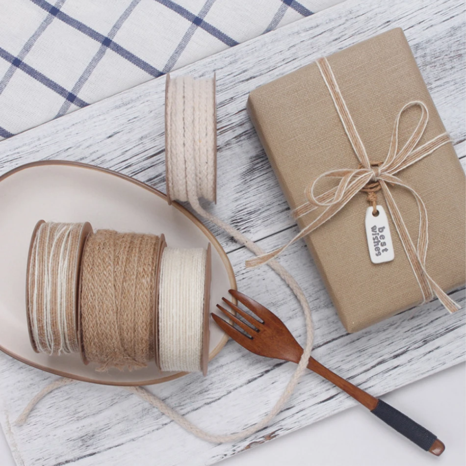 Rope Cord 5M Natural Vintage Jute Cord String Gift Wrapping Ribbon Bows Crafts Jute Twine Rope Burlap Party Wedding Decoration Supplies