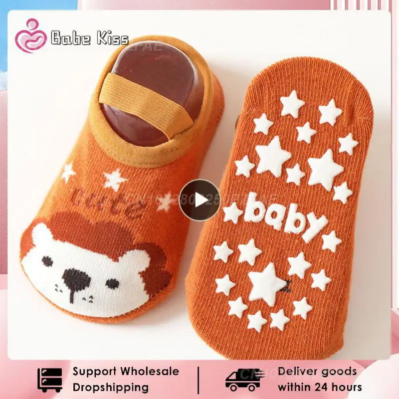

1PCS Spring Anti Slip Baby Socks Toddler Kids Floor Socks with Rubber Soles Autumn Newborn Baby Boy Girl Cartoon Cute Ball Warm
