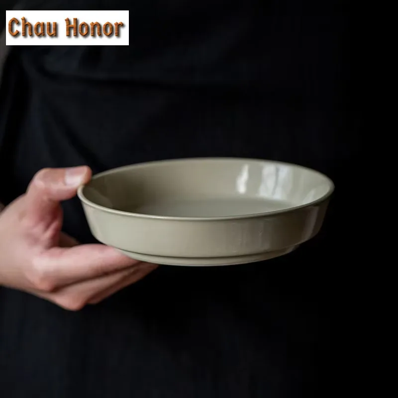 Plant Ash Glaze Ceramic Pot Bearing Holder Teacup Holder Water Storage Dry Brew Table Tea Tray Coasters Tea Items Decoration