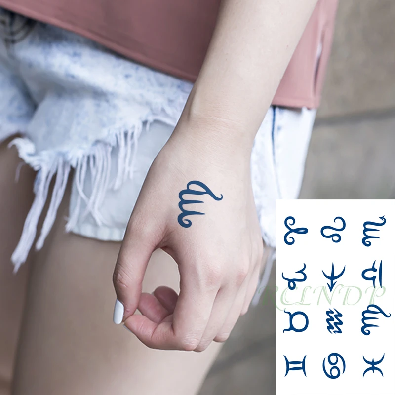 Autoadesivo del tatuaggio del succo temporaneo impermeabile numero simbolo lettera modello tatuaggi duraturi Flash Tatoo falso Tatto arte per uomo donna