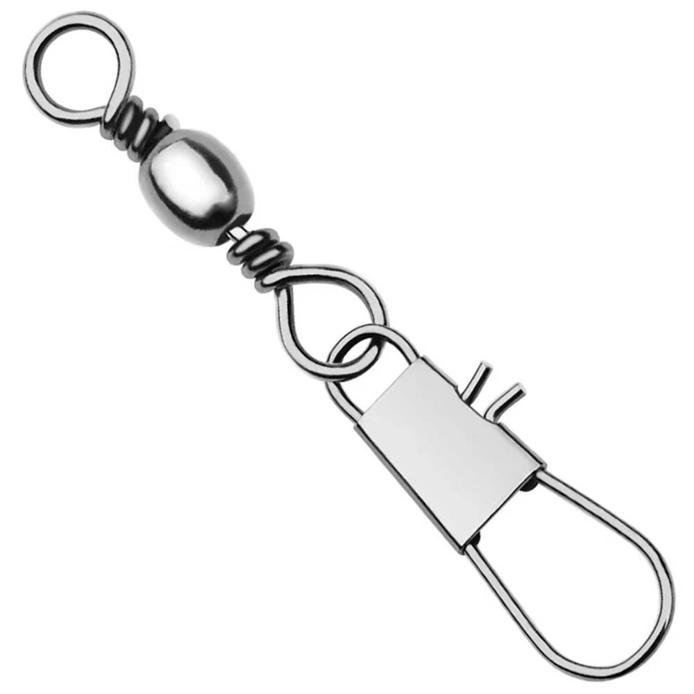 One Touch Lock Fishing Swivel Snap 50Pcs High Strength Stainless Steel Ball Bearing Rolling Swivel Quick Change Saltwater Tackle
