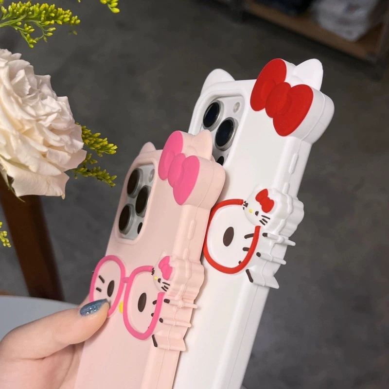 Charming KT Cat Glasses Silicone Soft Phone Case Cover
