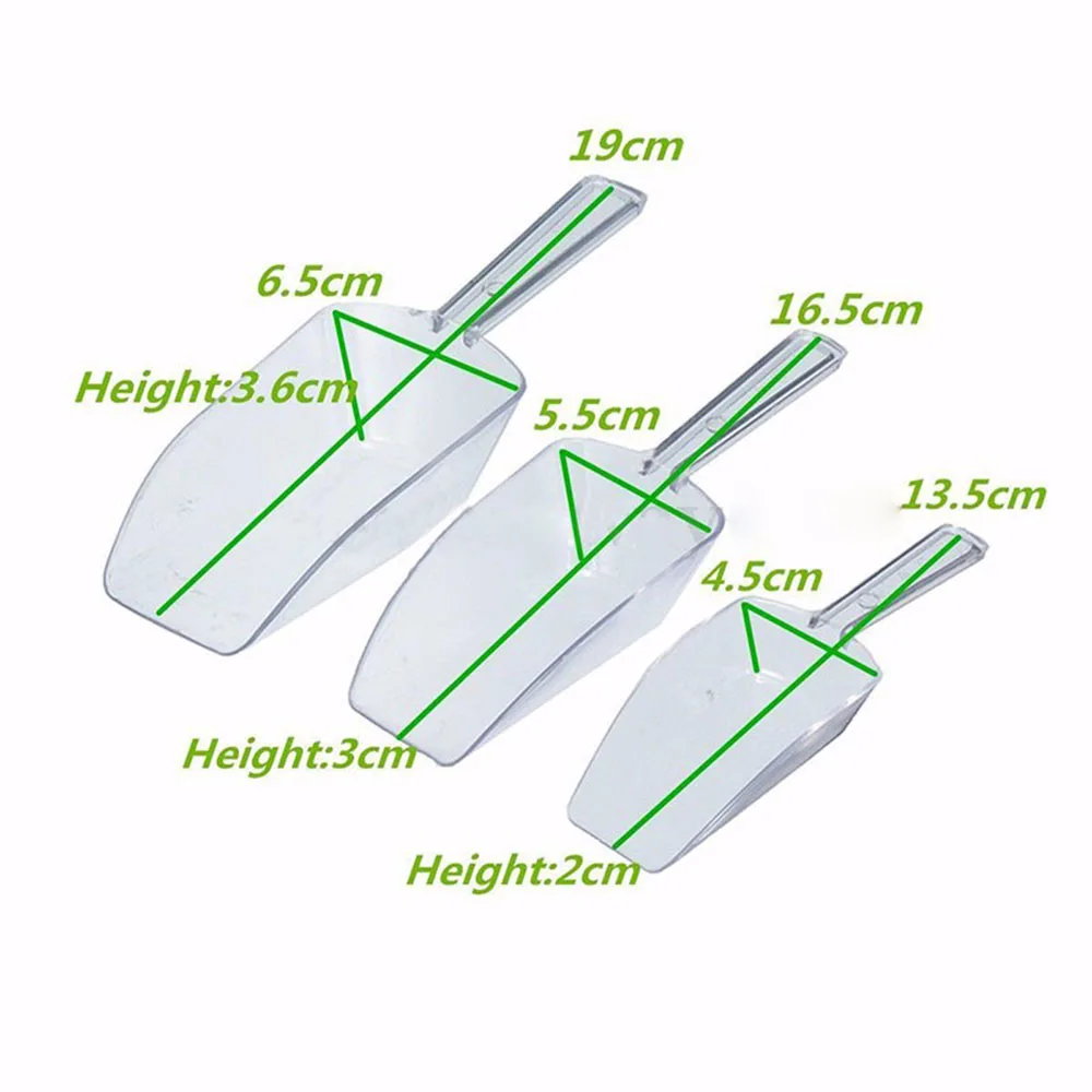 Plastic Ice Scoops Mini Transparant Ice Shovel Candy Dessert Grain Flour Dry Goods Shovel Party Bar Buffet Kitchen Tool 3pcs Set ice shovel scoop ice cube scoop