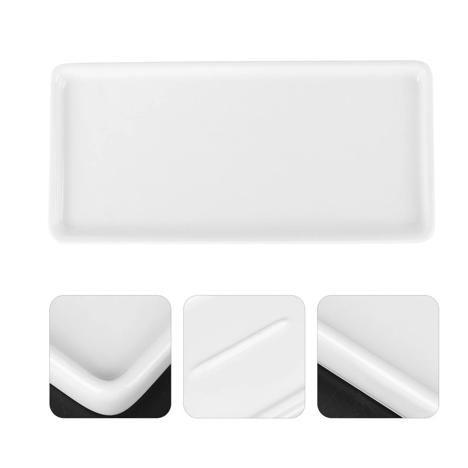 Rectangular Ceramic Tray White Rectangular Platter Porcelain Storage Serving Plate Pottery Holder for Bathroom Kitchen Storage