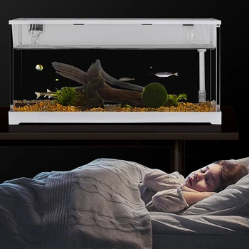 Clear Acrylic Aquarium Tank Bowl With Silent Pump Top Circulating Filtration System Betta Fish Tank For Goldfish Small Fish