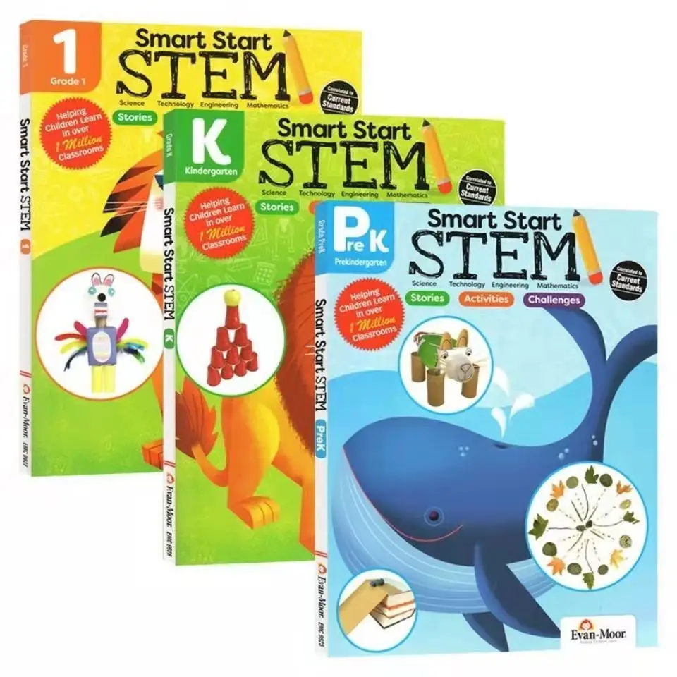 

3 Books/Set Evan Moor Smart Start STEM English Enlightenment Textbook Workbook Exercise Early Education Full Color Age 3-7