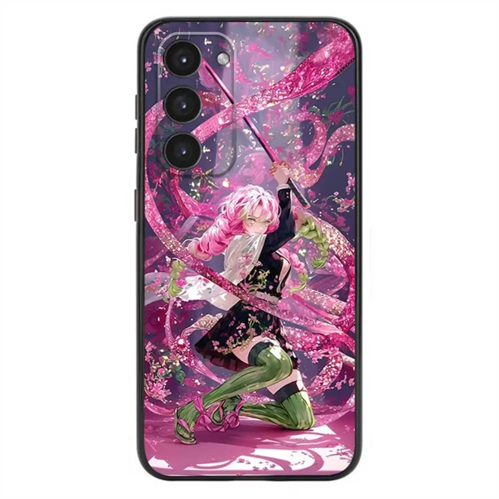 Elegant Mitsuri & Obanai Soft Silicone Black Phone Case