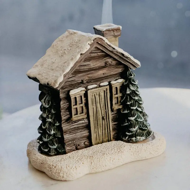 

Log Cabin Incense Burner Rustic Christmas Chimney Hut Incense Cone Burner Table Centerpiece Display Holiday Housewarming Gift
