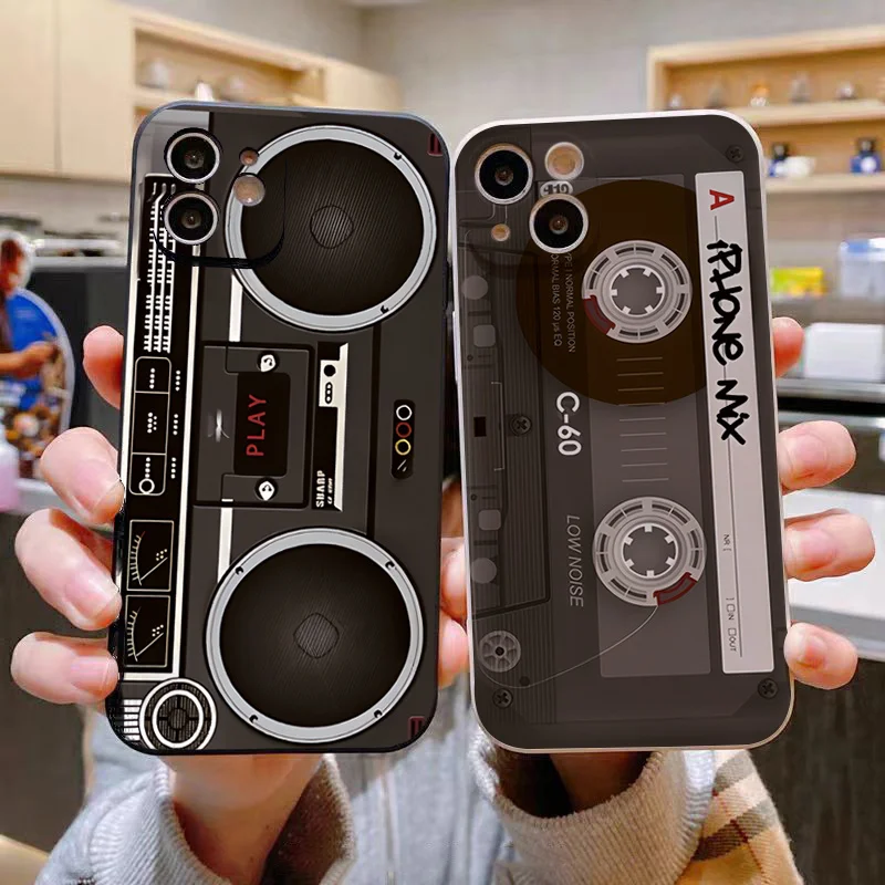 Vintage Radio Design Liquid Silicone Phone Case - Retro Graphic Cover