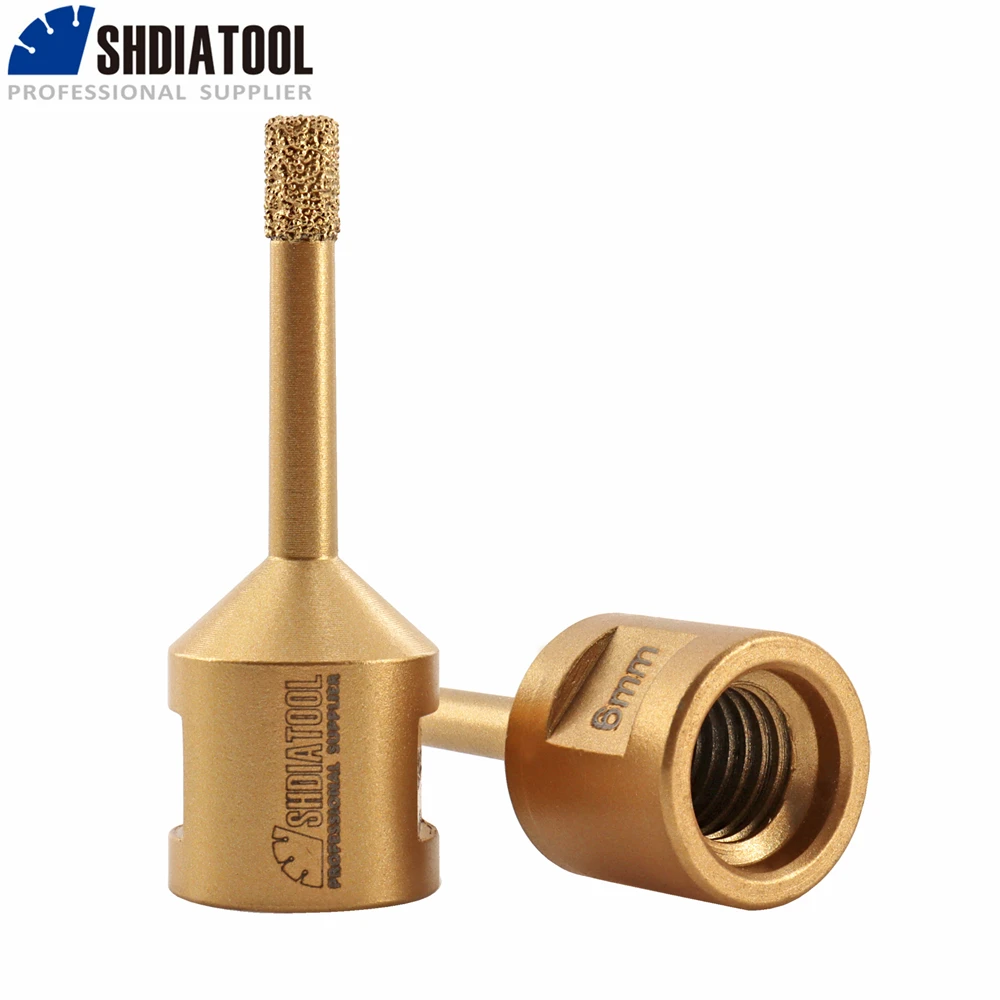 SHDIATOOL 2pcs 4-16mm Diamond Drill Bits M14 Thread Hole Saw Dry Drilling Porcelain Stoneware Ceramic Tile Angle Grinder Marble 2pcs 5 6 8 10 12 14 16mm diamond dry drill bits hole saw cutter for marble ceramic tile hex shank multifunctional drilling tools