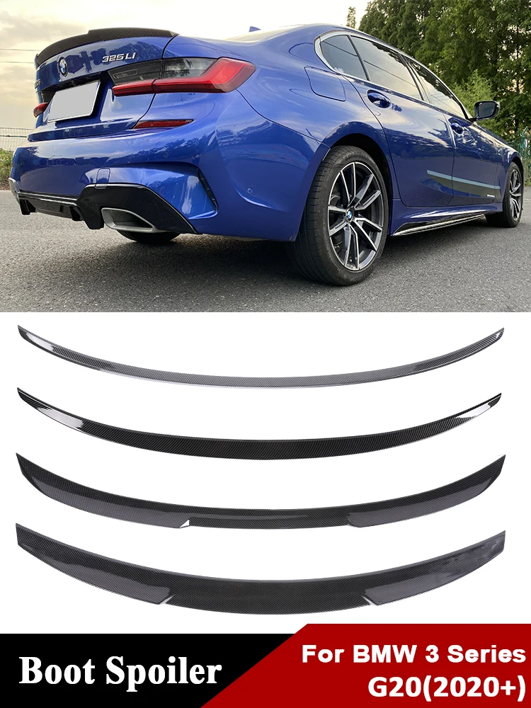 

Rear Bumper Spoiler Lip Carbon Fiber MP M3 M4 PSM Style Slim Trunk Wing Kit Refting For BMW 3 Series G20 G21 2020+ Gloss Black