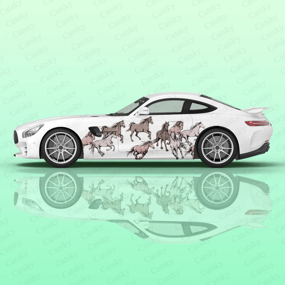 

Стикер с рисунком животных для бега, автомобильная наклейка, наклейка на капот, дверь, корпус, Виниловая наклейка, графическая оболочка, аксессуары для украшения