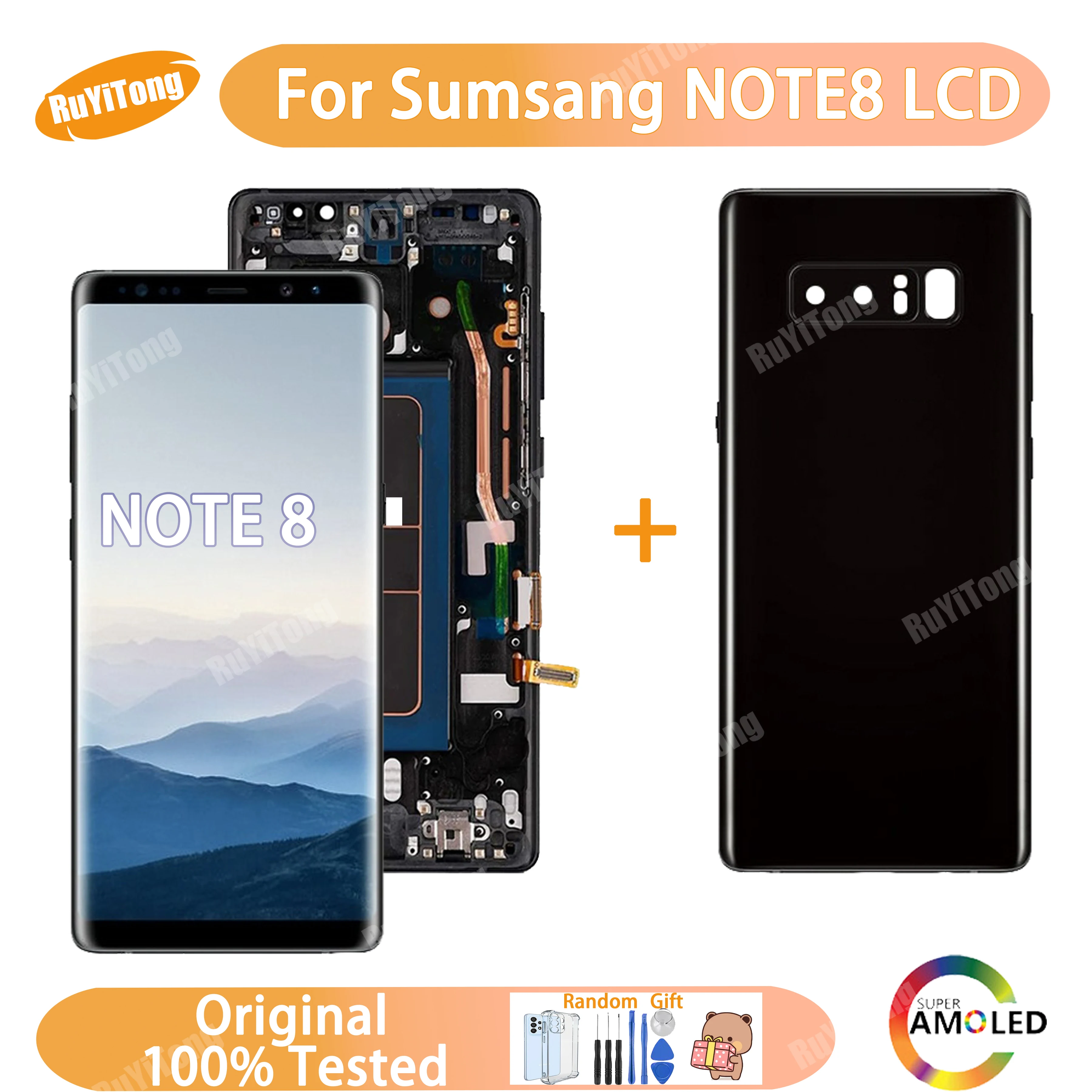 

100% Test For Note 8 N950F/DS Display For Samsung Galaxy Note8 LCD Screen With Frame SM-N950F N950A N950U LCD Display Screen