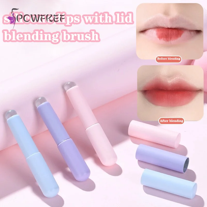 

Silicone Lip Brush With Cover Angled Concealer Brush Like Fingertips Soft Lipstick Makeup Brushes Round Head No Broken