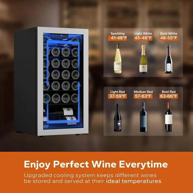 Ca'Lefort Wine Fridge, 27 Bottles Wine Cooler with Digital 38-65℉ Temper Control, Cooler Refrigerator Freestanding
