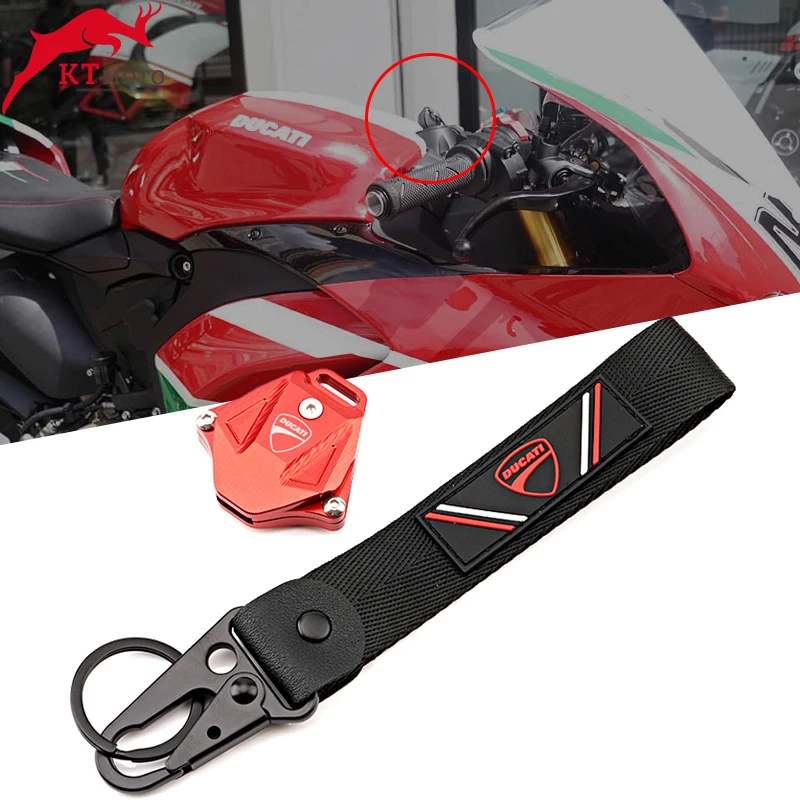 Per Ducati Streetfighter V4 Sp V2 Panigale V2 V4 Sp 2022-2024 Moto Cnc Key Cover Case Shell Ricamo Badge Portachiavi