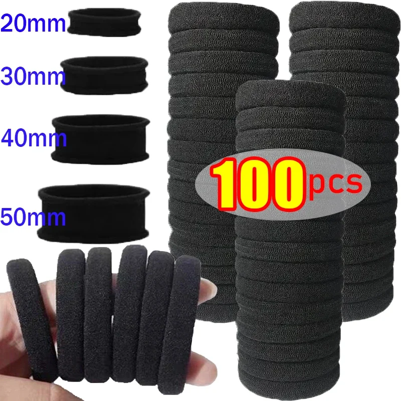 10/100pcs Black Basic Hair Bands Women Girls Simple High Elastic Rubber Ropes Scrunchies Headband Ties Ponytail Holders 2-5cm 50 100pcs lot children hair bands accessories girl candy color hair ties colorful simple rubber band ponytail elastic scrunchies