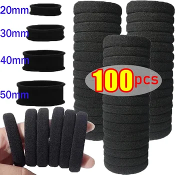 10/100pcs Black Basic Hair Bands Women Girls Simple High Elastic Rubber Strings Scrunchies Headband Ties Ponytail Holders 2-5cm 1