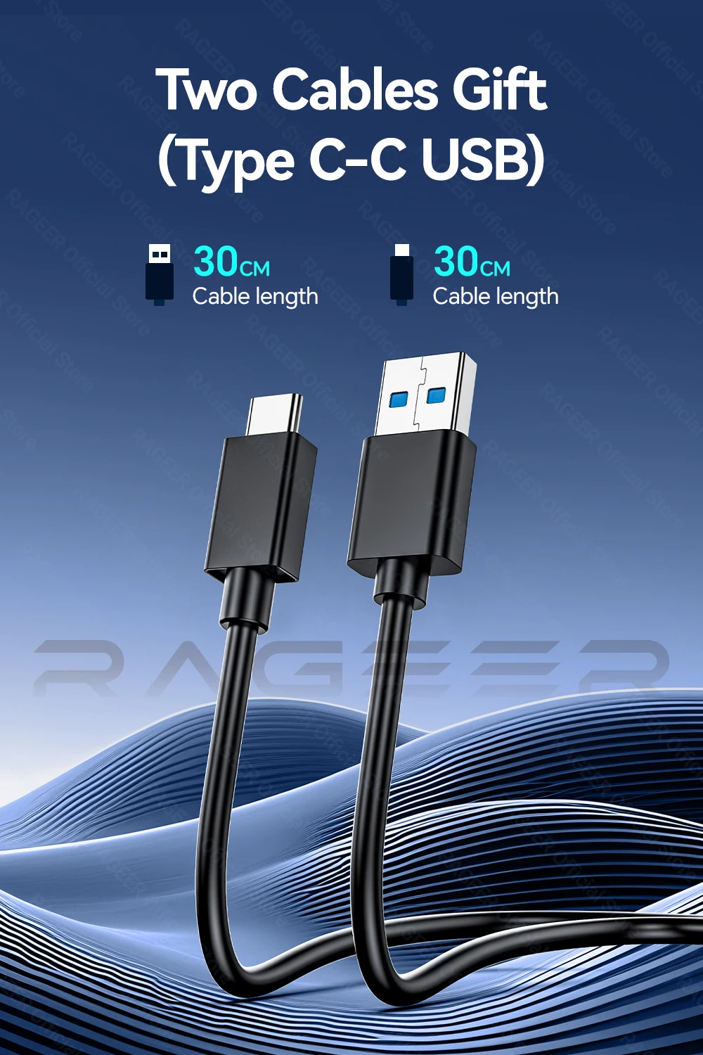 RAGEER M2 SSD-Gehäuse M.2 NVMe SSD-Gehäuse-Adapter 10 Gbit/s USB 3.2 Gen2 Aluminiumgehäuse Externes Gehäuse USB-A auf C&C auf C-Kabel – Detail 6