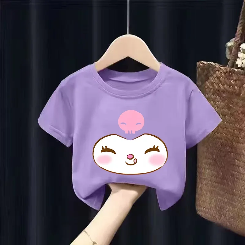 아동용 귀여운 산리오 티셔츠, 쿠로미 멜로디 이모트 상의, 헬로 키티, 크로마 티, 반팔, 루즈 의류 선물, 신상