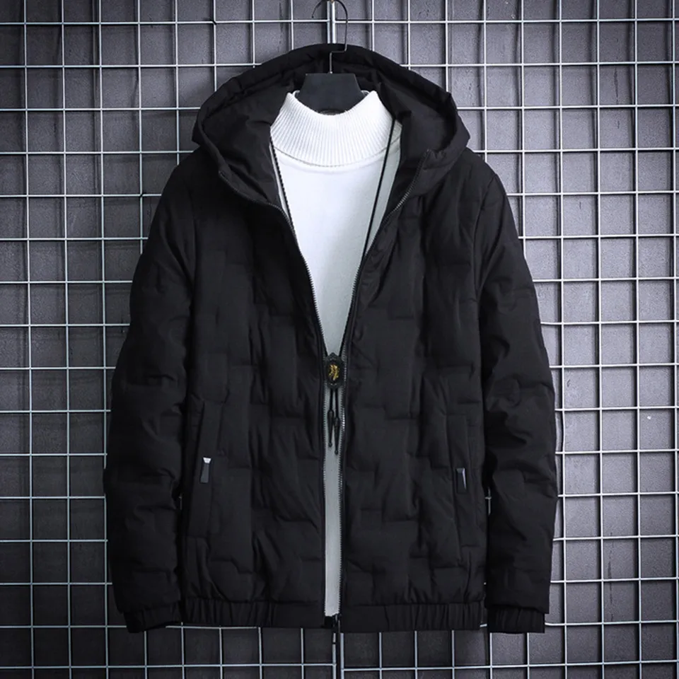 Mens Lightweight Velvet Hooded Winter Jacket