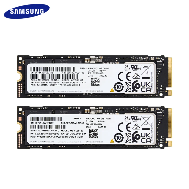 100% Originale Samsung Pm9A1 Ssd Pcie Gen 4.0X4 Nvme Solid State Drive 256Gb 512Gb 1Tb 2Tb M.2 2280 Ssd Interno Nvme Per Desktop
