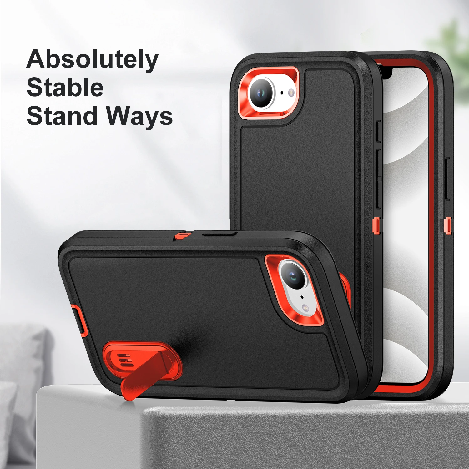 Heavy Duty Shockproof Kickstand Matte Dual-Layer Hard Back Case Cover