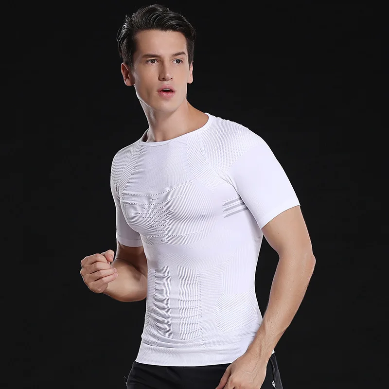 Men Sweat Chest Binder Shirts Gynecomastia Tops Body Shaper Slimming Waist Tight Underwear 
