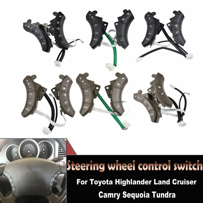 

Многофункциональные кнопки управления рулевым колесом для Toyota Highlander Land Cruiser 75B037, черные кнопки для стайлинга автомобиля
