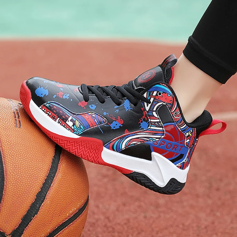 

Teenagers Basketball Shoes Children Sports Shoes Shockproof Non Slip Boys Training Sneakers Lace Up Flat Kids Basketball Boots