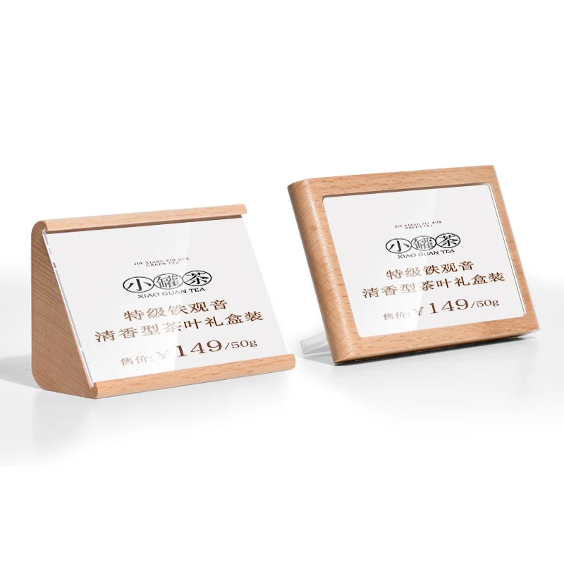 프리미엄 단단한 나무 테이블 사인 거치대, 쇼케이스 및 상품용 이름 태그 스탠드, 포토카드 거치대, 우아한 가격 표시