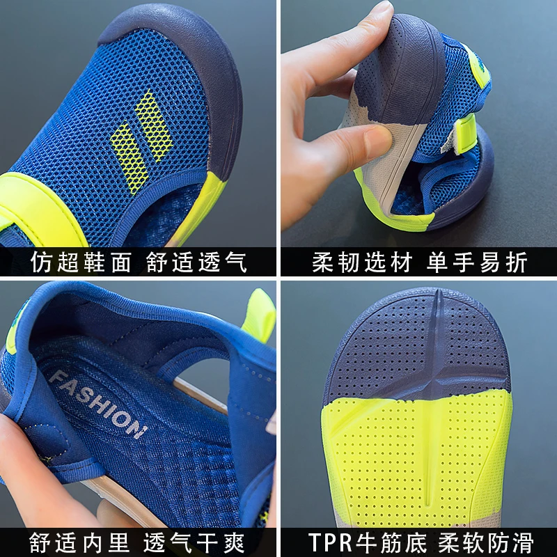 Baby Sports Sandals Fashion Kids Shoes Girls Boys Pu Breathable Mesh Mix Color Anti slip Beach Toddler Sandal Children Shoes