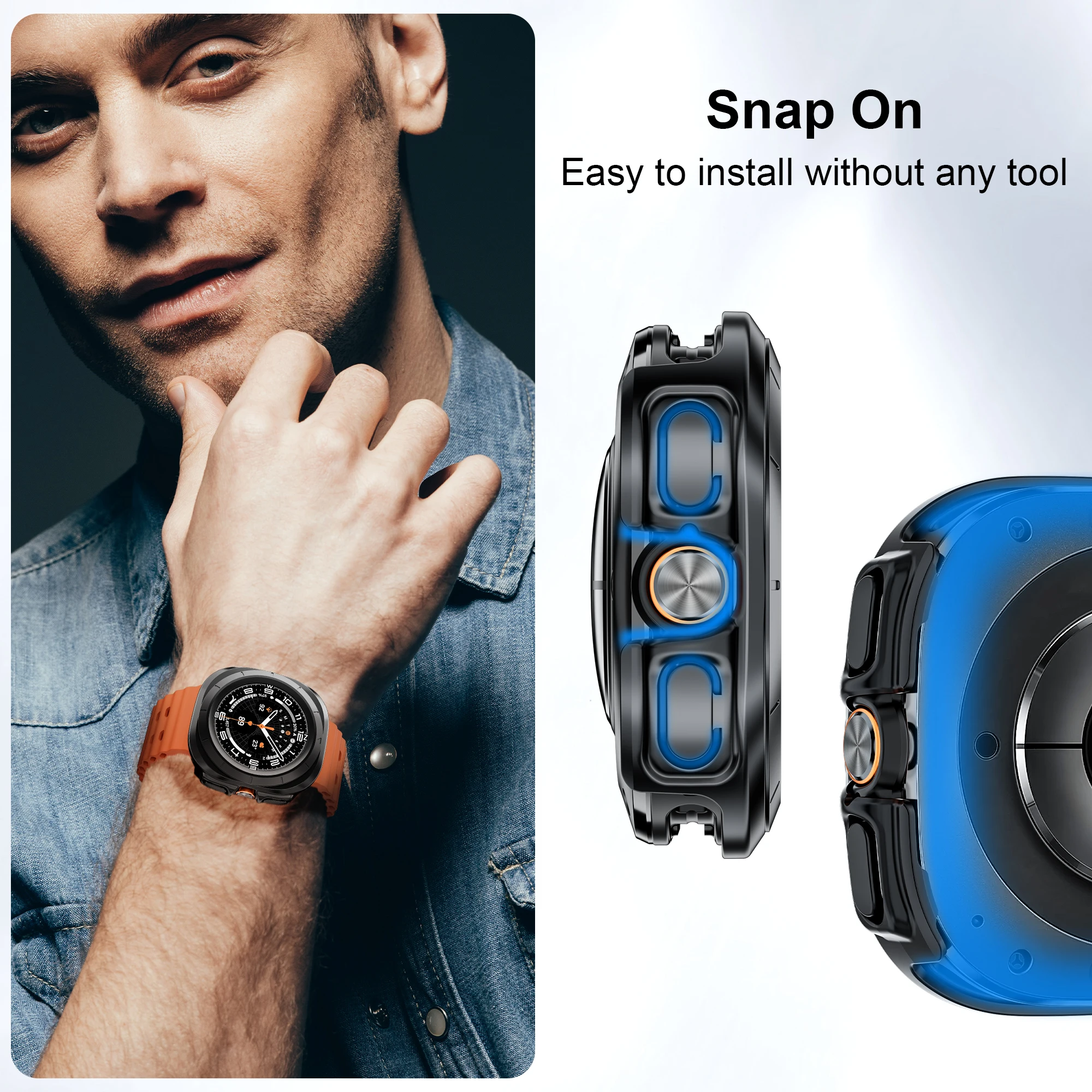 PC-Gehäuse für Samsung Galaxy Watch, neu 8 Ultra, 47 mm, Zubehör, hohler Hartrahmen, Schutzstoßstange für Galaxy Watch 7 Ultra-Abdeckung – Detail 9