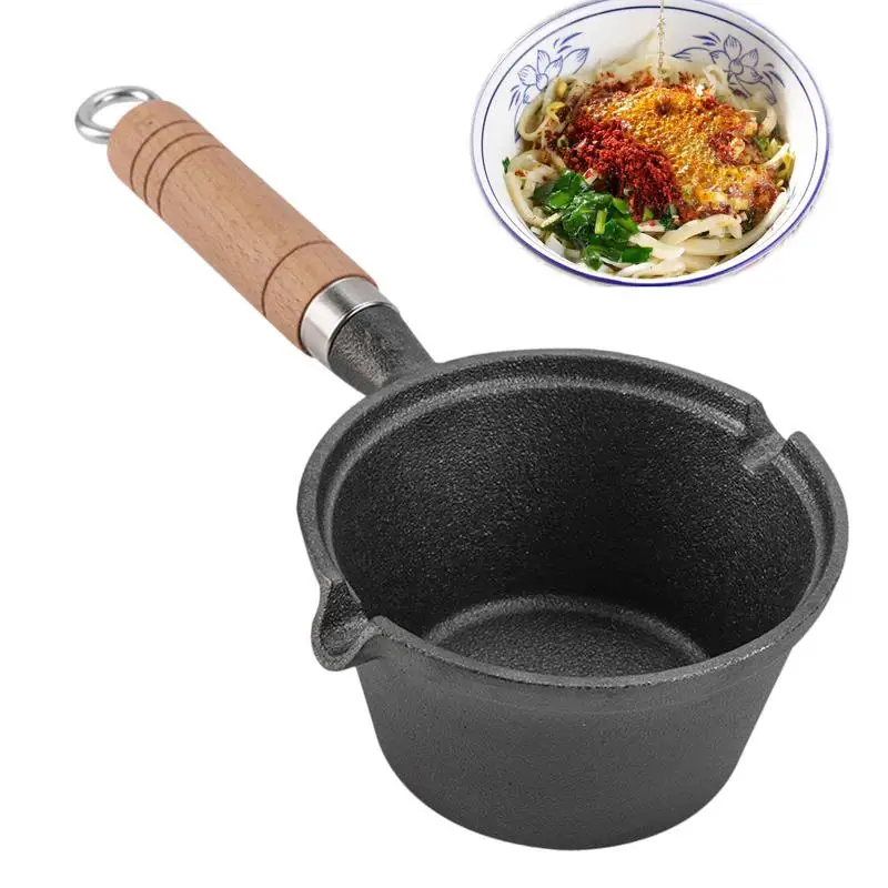 

Mini Frying Pan Anti-Scalding Cast Iron Single Egg Frying Pan Mini Skillet With Wooden Handle Non-Stick For Omelettes Dumplings