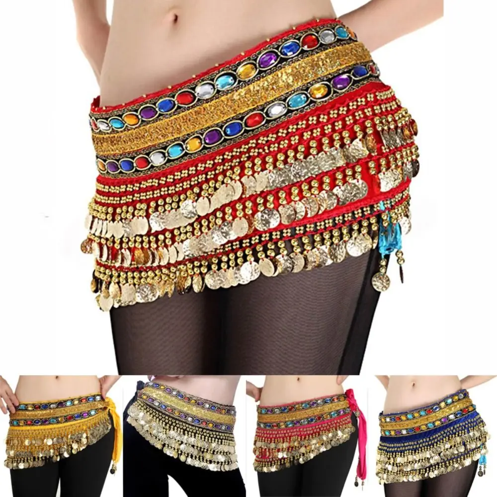 

Women Show Costumes Sequins Dancer Skirt Waist Chain Belly Dance Belt Hip Scarf