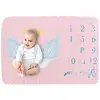 R6FD Baby Month Milestone Blanket Monthly Record Growth Blanket Newborn Soft Flannel Angel Wing Printed Photography 2