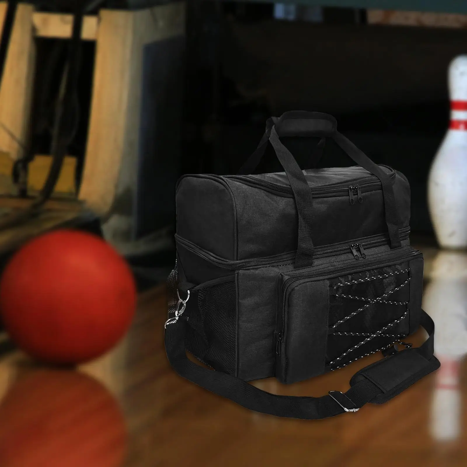 Bowling Bag for 2 Balls Bowling Carry Bag Large Capacity Portable