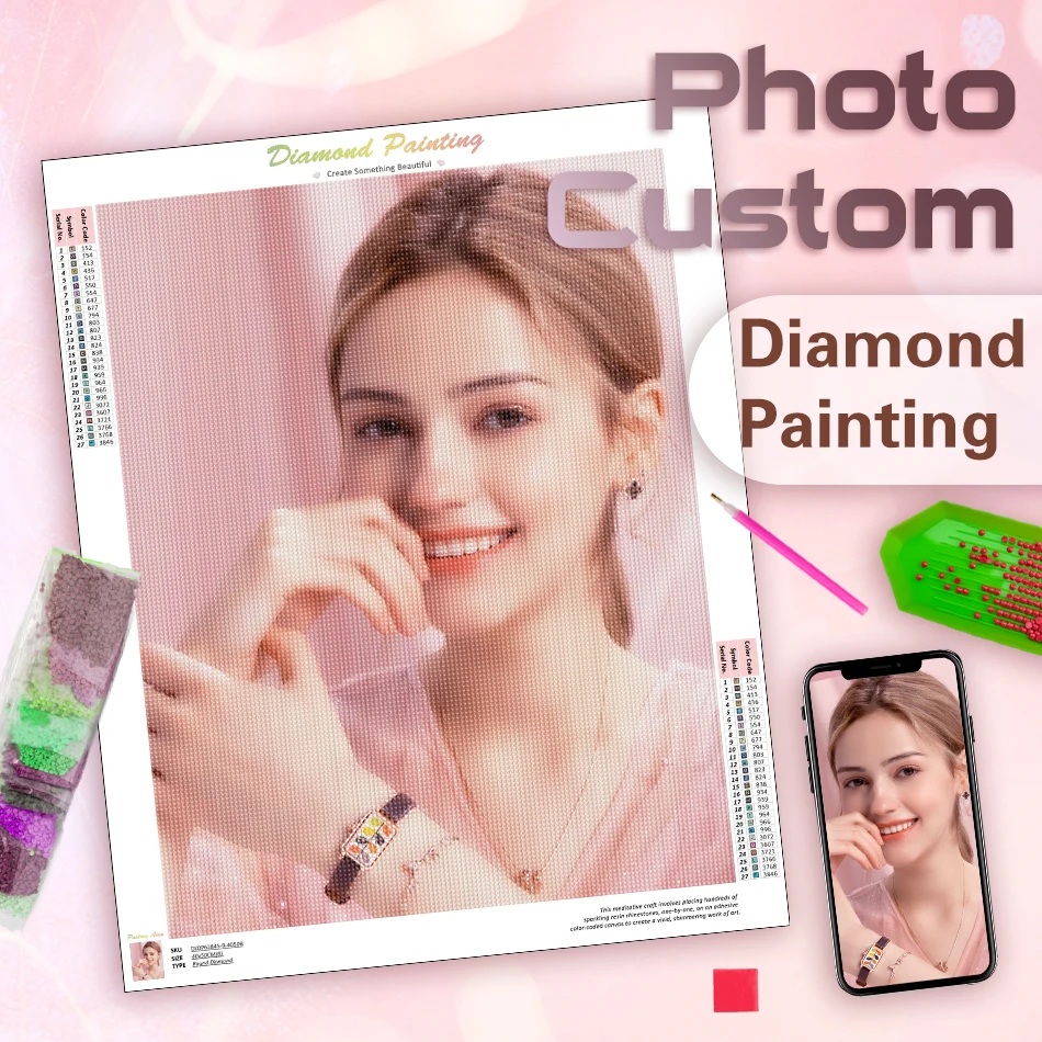 Photo 5D DIY Diamond Art Painting Kit Customize Pet Portrait Picture Full Square/Round Diamond Handicrafts Wall