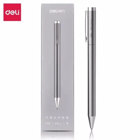 Deli S99 Metal Sign Pen Ballpen Signing Pen 0.5MM Refill Black Ink Office School Writing Pen deli metal sign pen gel ink pen 9 5mm signing stylo premec smooth refill mikuni japan ink caneta oem black blue ink