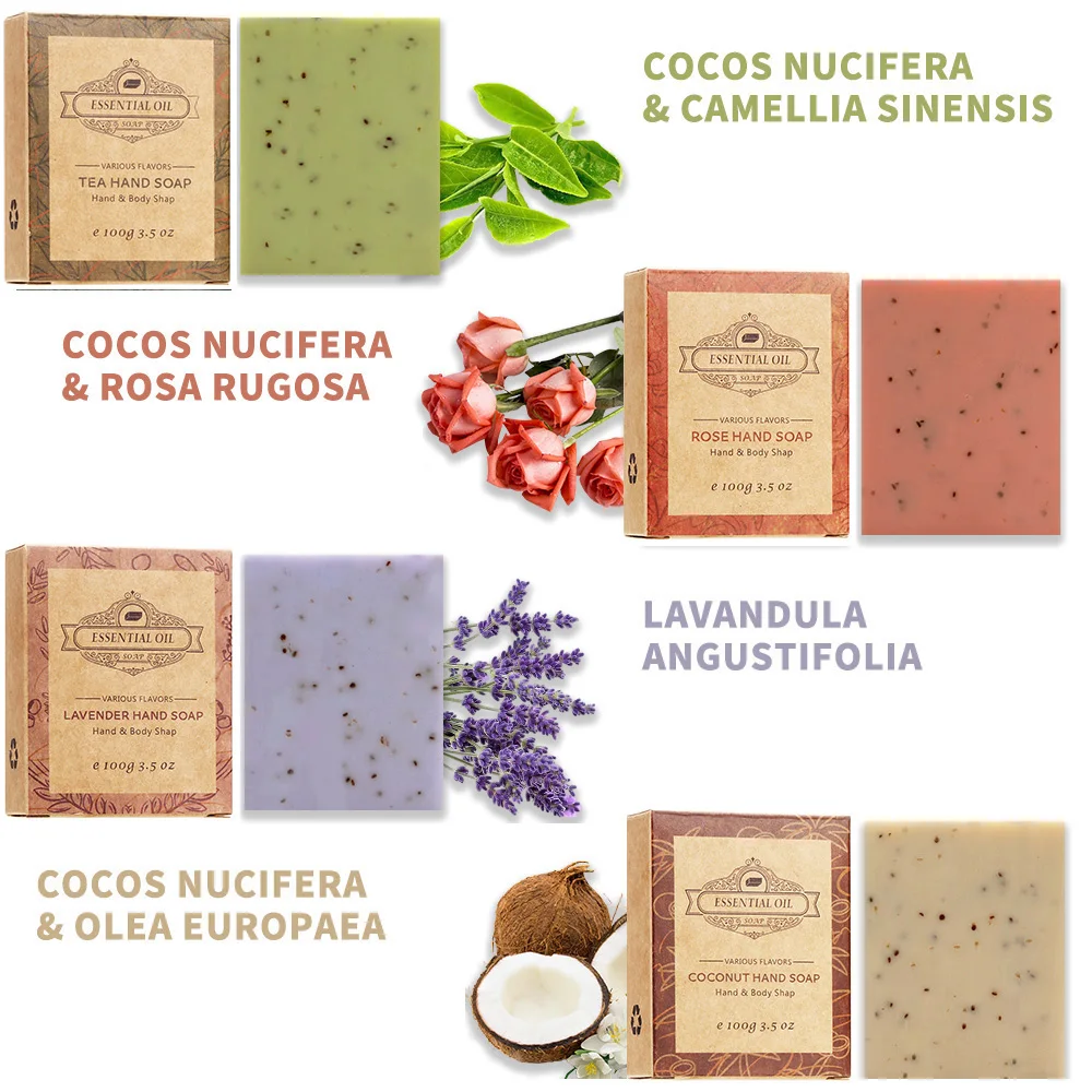 4 Pack Of Lavender Frosted Soap - 4, Coconut, Tea Tree Essential Oil - Kraft Paper Box For Gifts And Luxurious Travel Experience 2