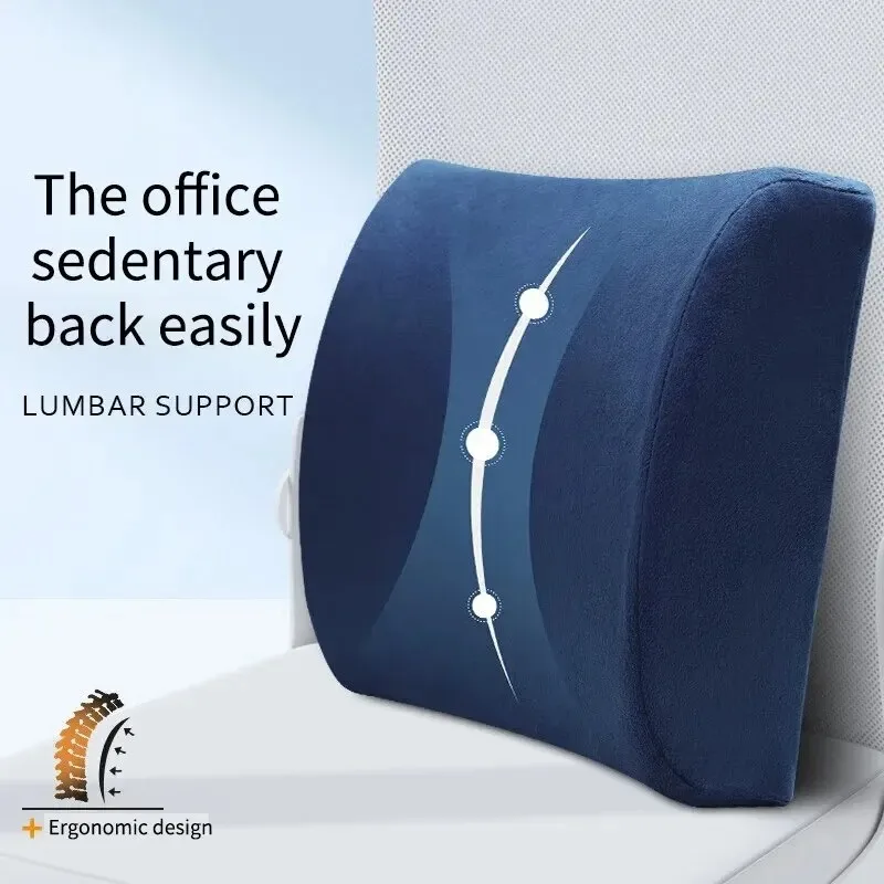 Car Seat Memory Foam Back Support Lumbar Pillow Waist Cushion Breathable Mesh Cover for Office Auto Chair Interior Accessories BEST SELLERS