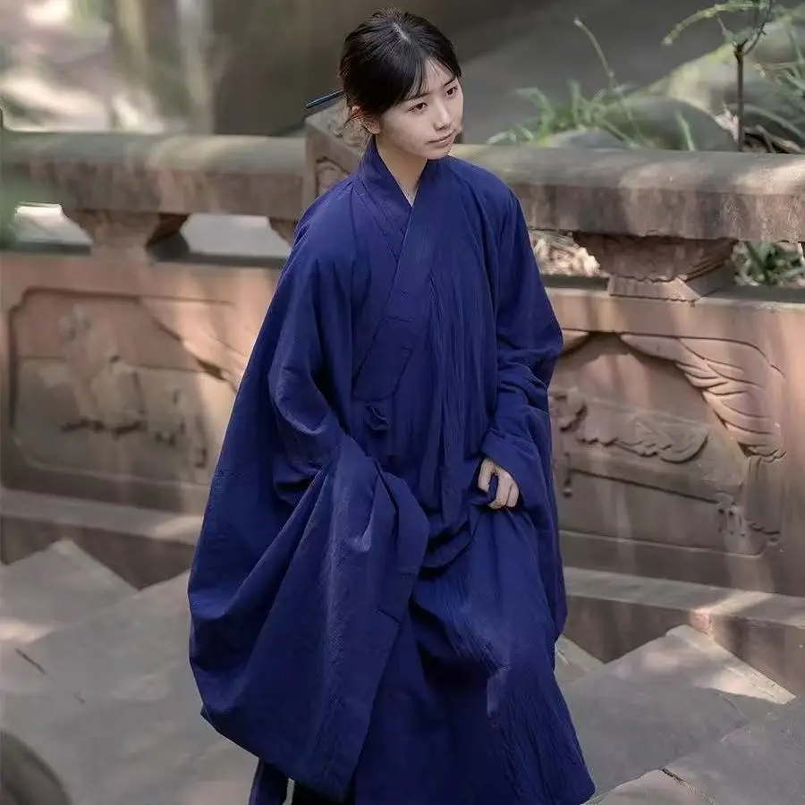 Traditional Natural Cotton Linen Taoist Robe Men Women Tai Chi Layman Costume Vintage Zen Meditation Monk Exercise Chinese Dress
