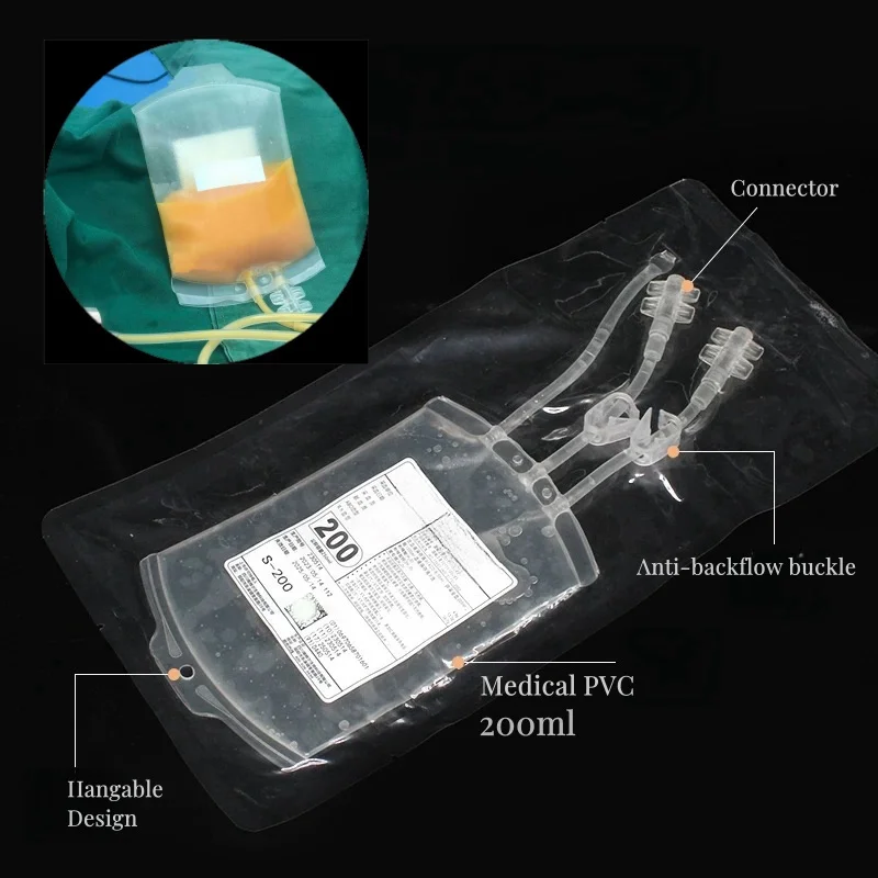 10-pcs Lot Pack Single Use 200ml Medical PVC Storage Bag for Autologou Fat/Autologous fat transfer 3