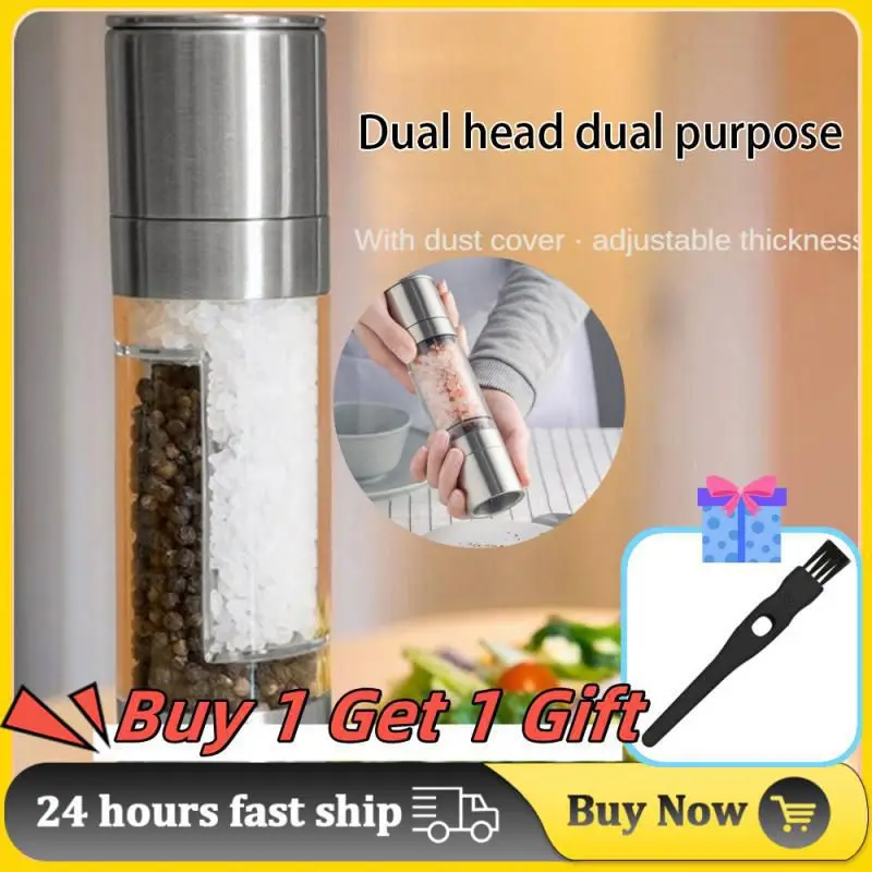 

Spice Shakers Creative Transparent Glass Refillable Portable Wholesale Kitchen Accessories Spice Jar Grinder Stainless Steel Hot