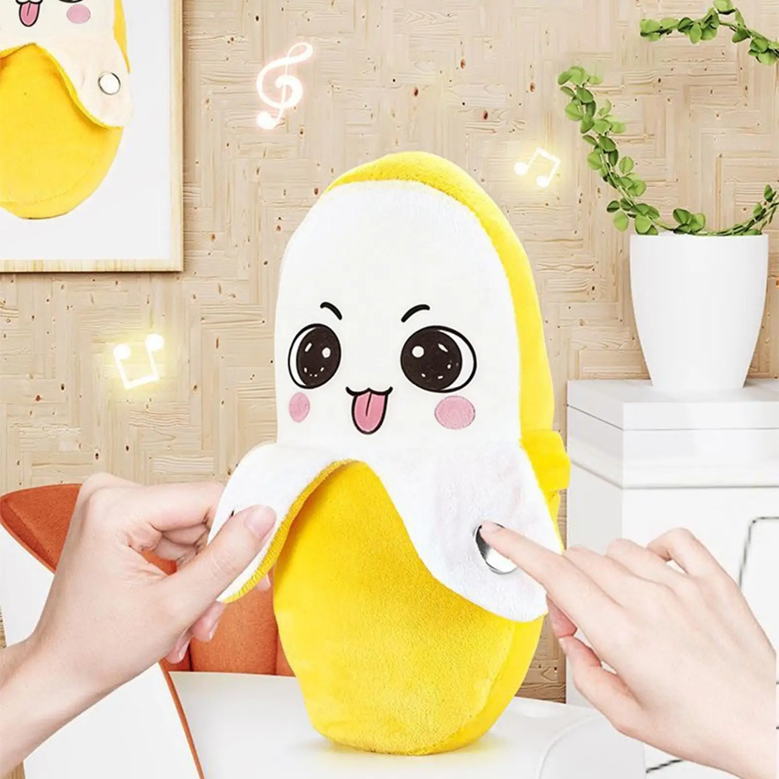 창의적인 바나나 베개 인체감지 바나나 메트로놈 플러시 장난감 부모-자녀 상호작용 바나나 장난감 어린이 생일 선물