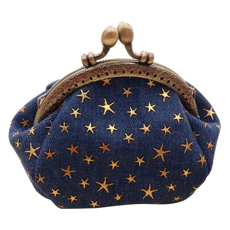 Denim Fabric Small Purse Star Money Bag Hand Handle Key Card 10