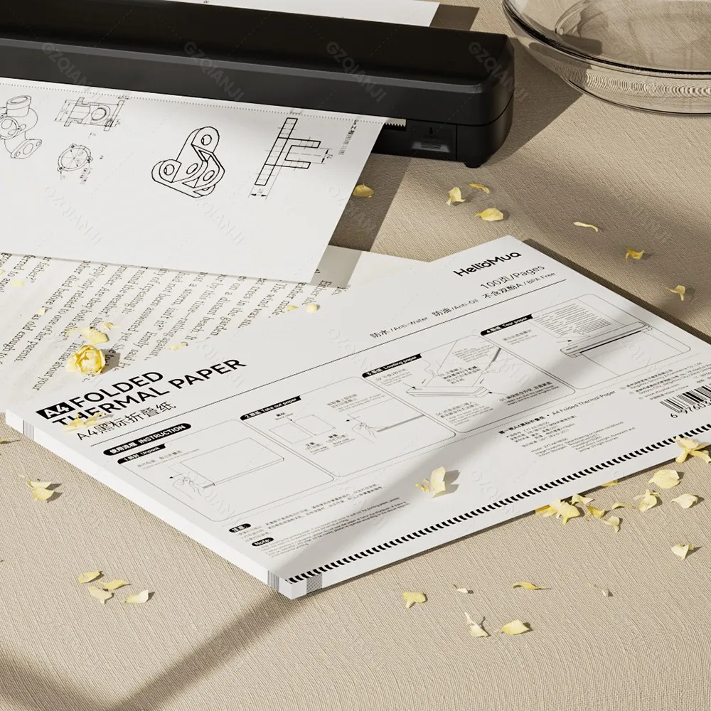 100pcs/pack 210mm A40 Thermal Paper Folded BPA Free White For A4 Thermal Printer Quick-dry Folding Paper 200pcs